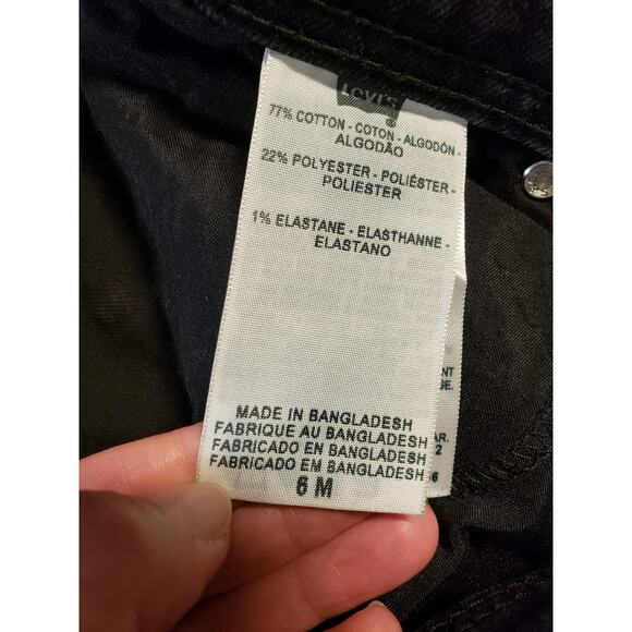 Levis 505 Jeans Size 6 Womens Black Denim Pull On Pants Mid Rise Ladies Straight - Picture 4 of 14